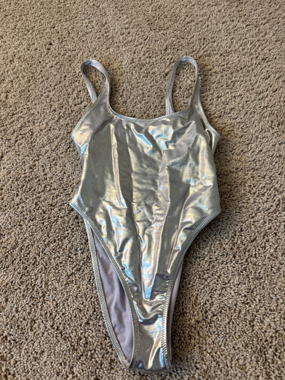SKIMS Metallic Silver One Piece Swimsuit Size Small